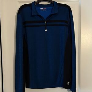 Fila Men's Long Sleeve Shirt - Navy and Black 1/4 Zip Medium NWOT